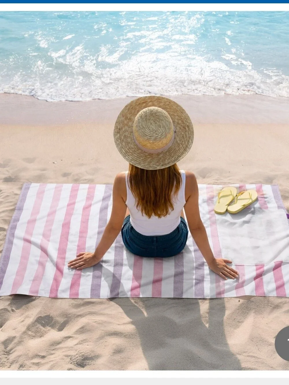 (Ew) 2 In 1 Striped Beach Towel And Tote Bag -